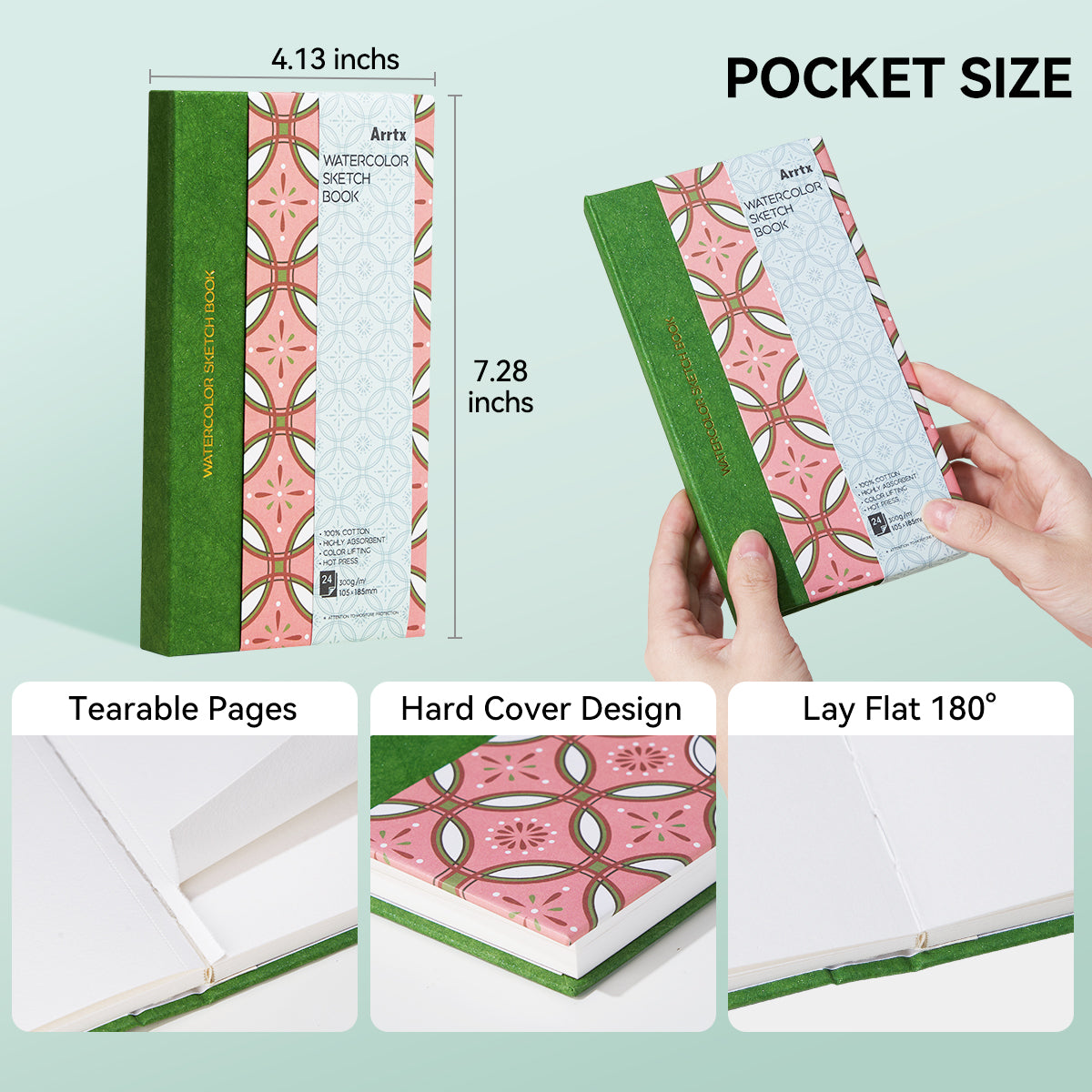 Arrtx Watercolor Sketchbook 4.13"x7.28" Artist Paper Journal