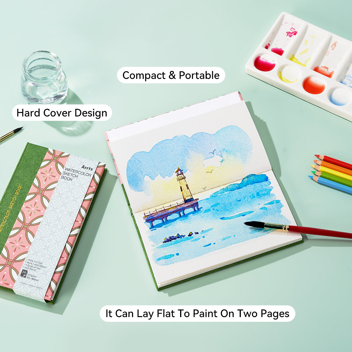 Arrtx Watercolor Sketchbook 4.13"x7.28" Artist Paper Journal