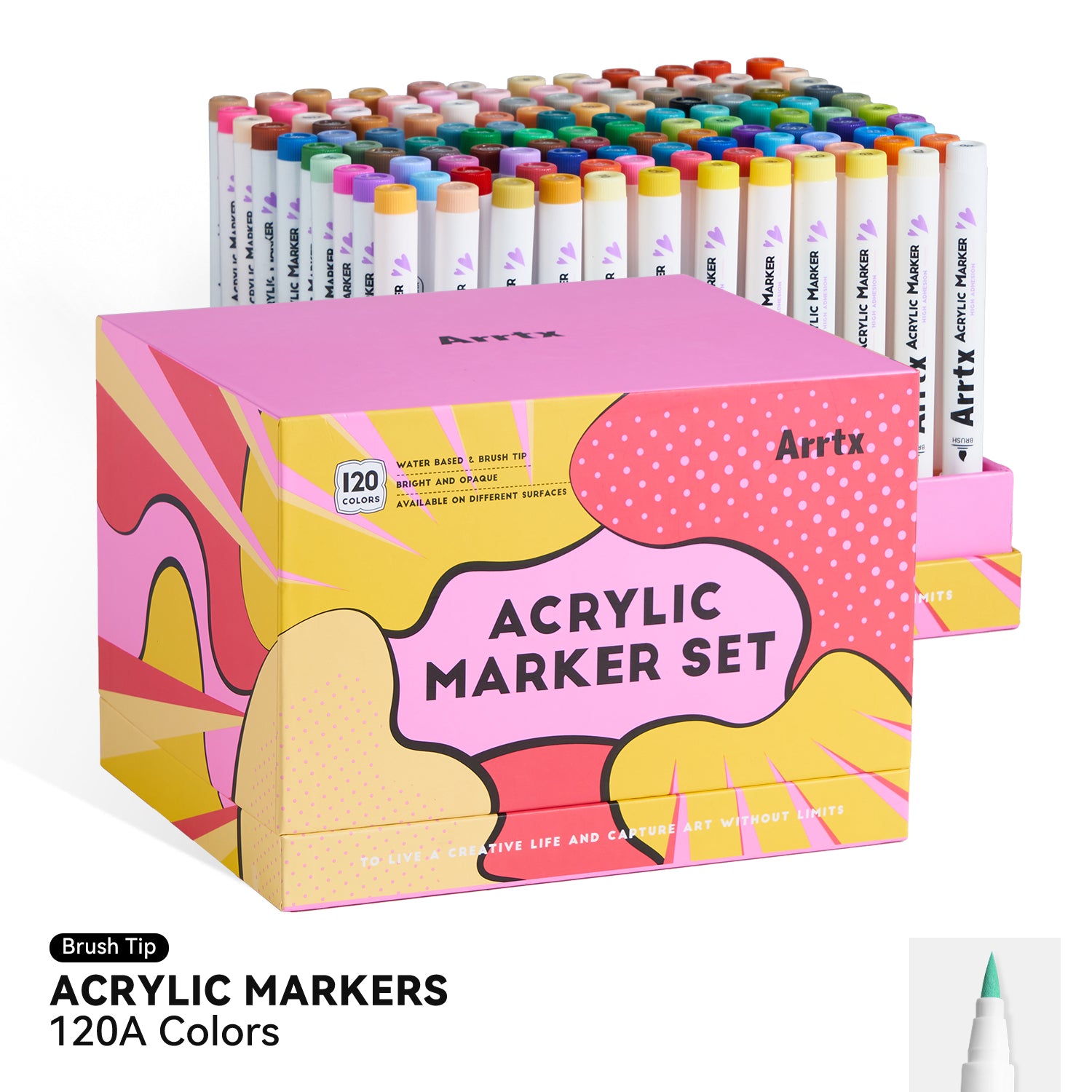 Arrtx 120A Anime Colors Acrylic Markers Brush Tip Paint Markers