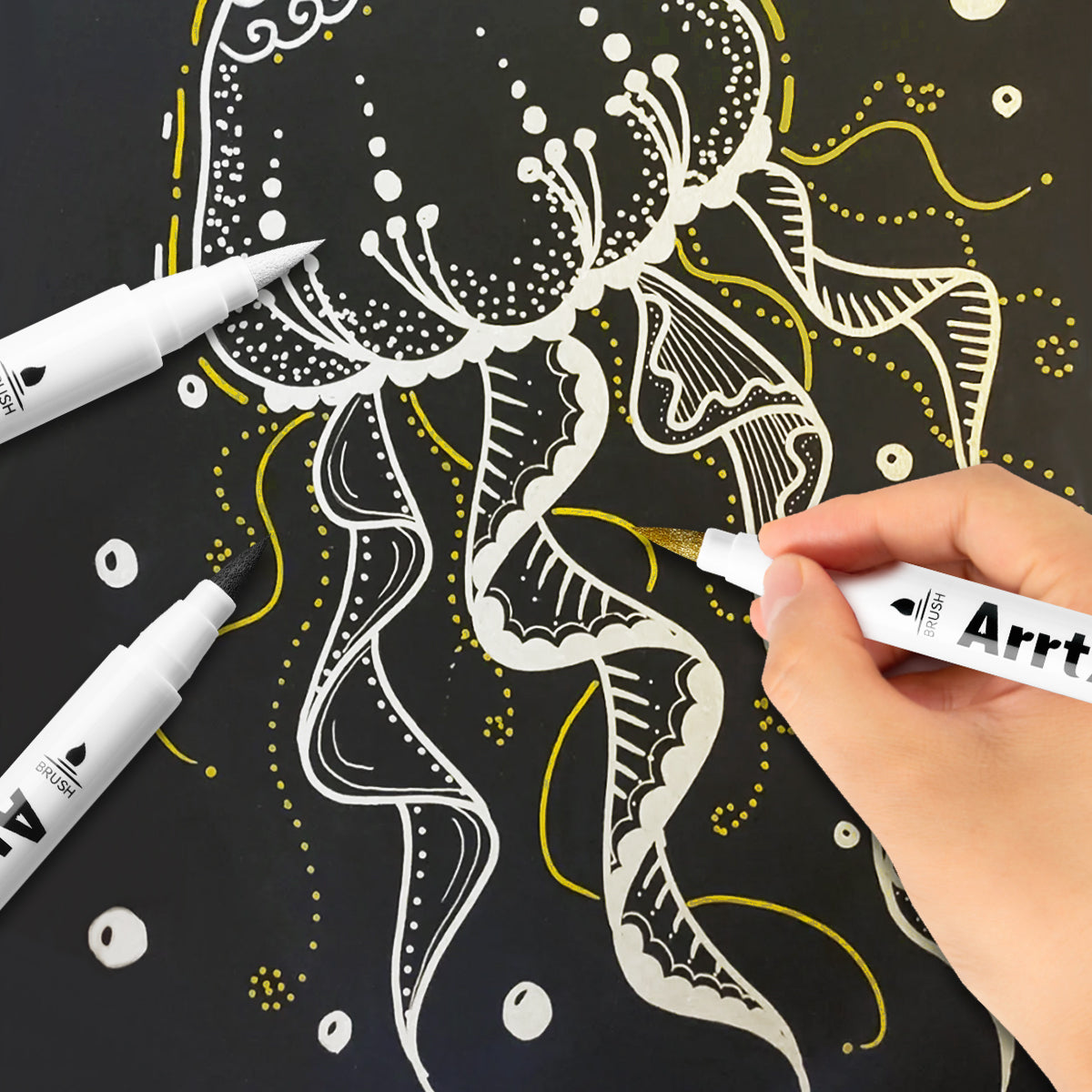Arrtx Acrylic Paint Pens 10 Pack Brush Tip Paint Markers