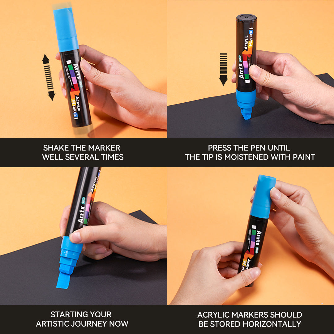 Arrtx 10 Colors Jumbo Acrylic Markers (15mm Broad Tips)
