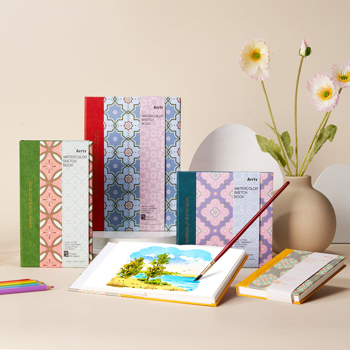 Arrtx Watercolor Sketchbook 3.86"x5.35" Hardcover Journal Notebook