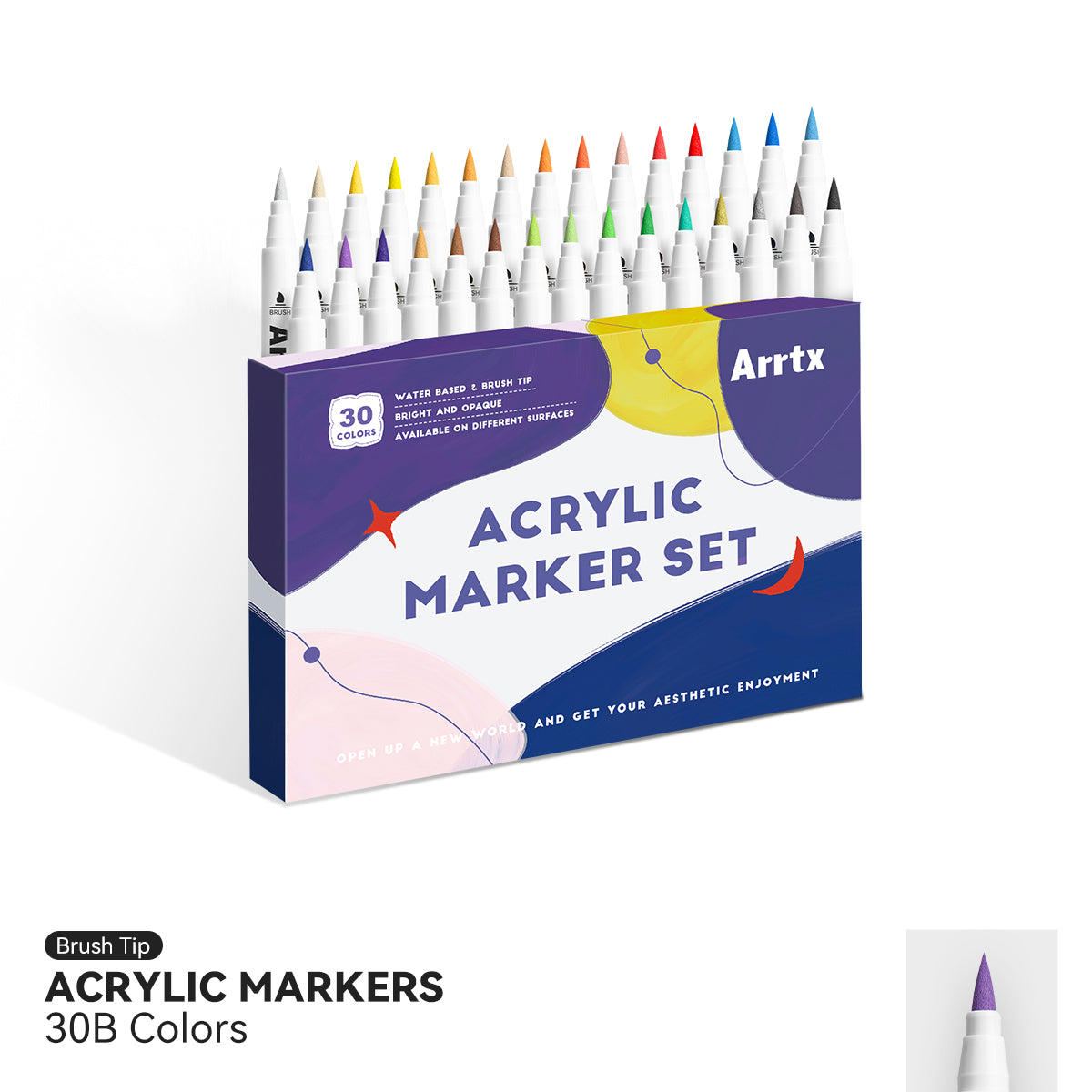 Arrtx 30B Colors Acrylic Paint Markers Paint Brushes