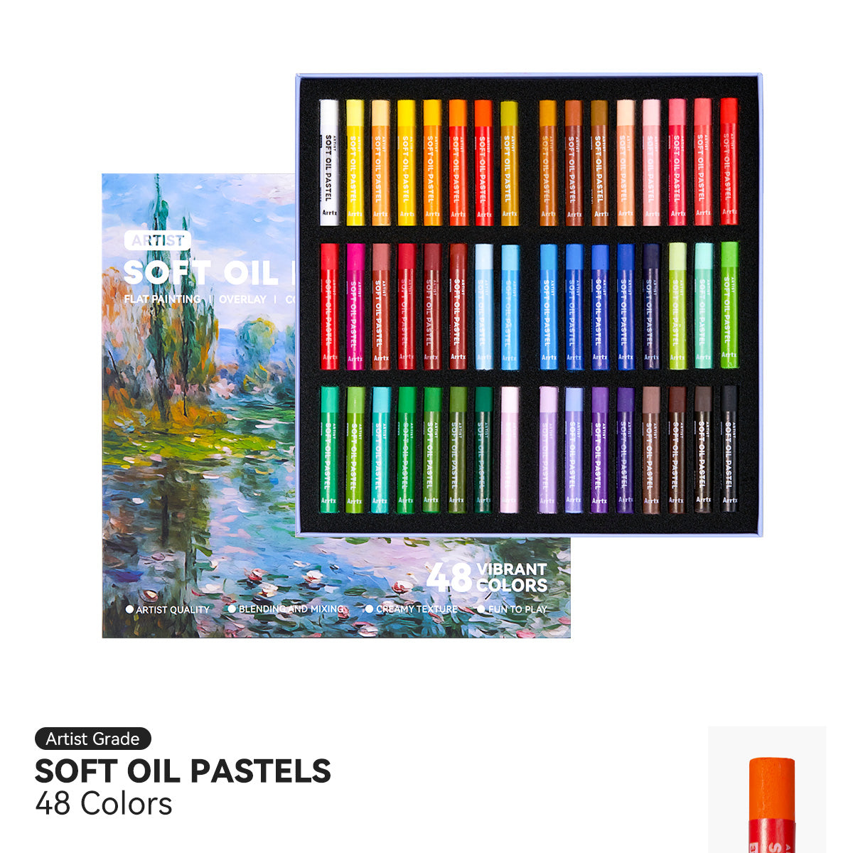 Arrtx 48 Colors Oil Pastels Smooth Drawing Pastel Set