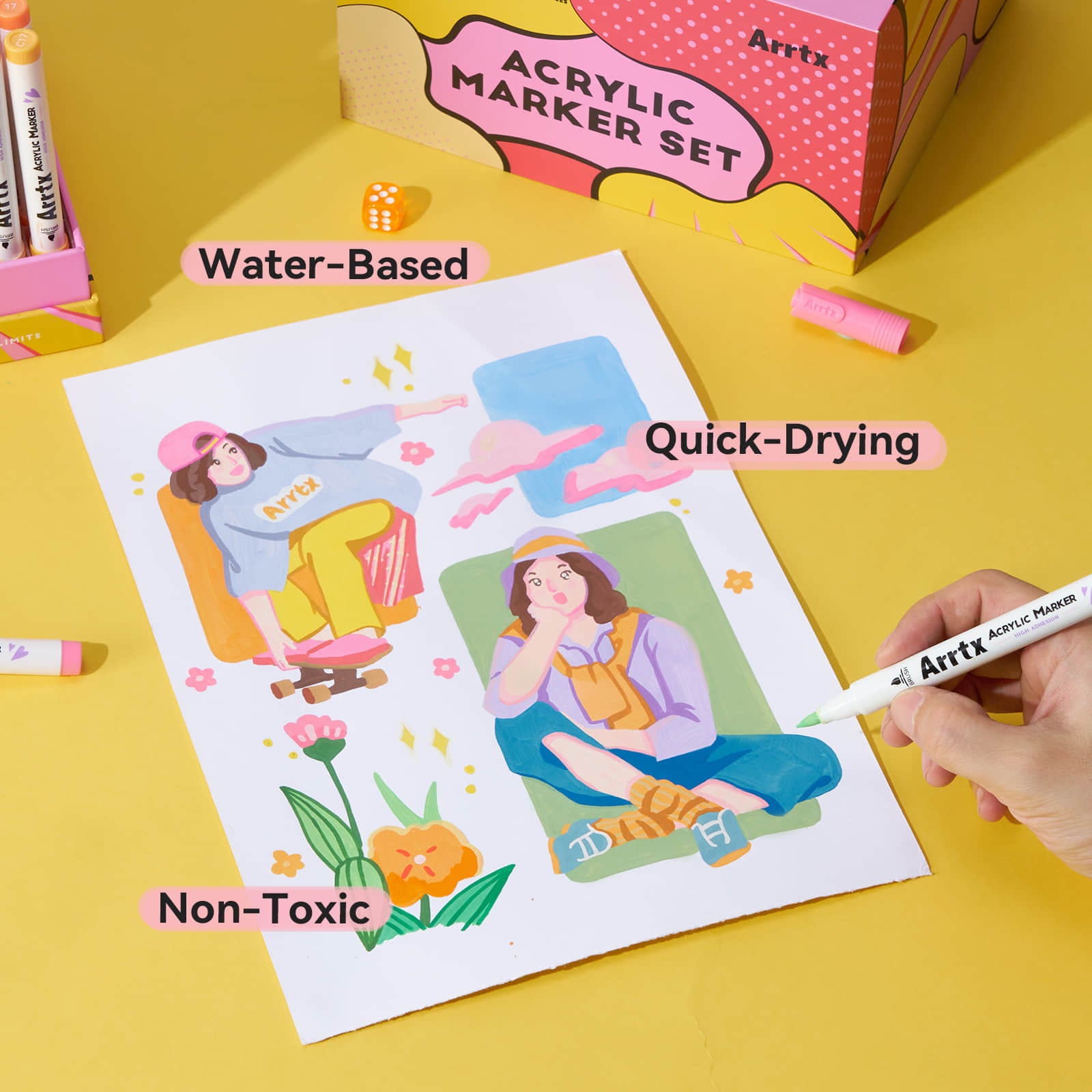 Arrtx 120A Anime Colors Acrylic Markers Brush Tip Paint Markers