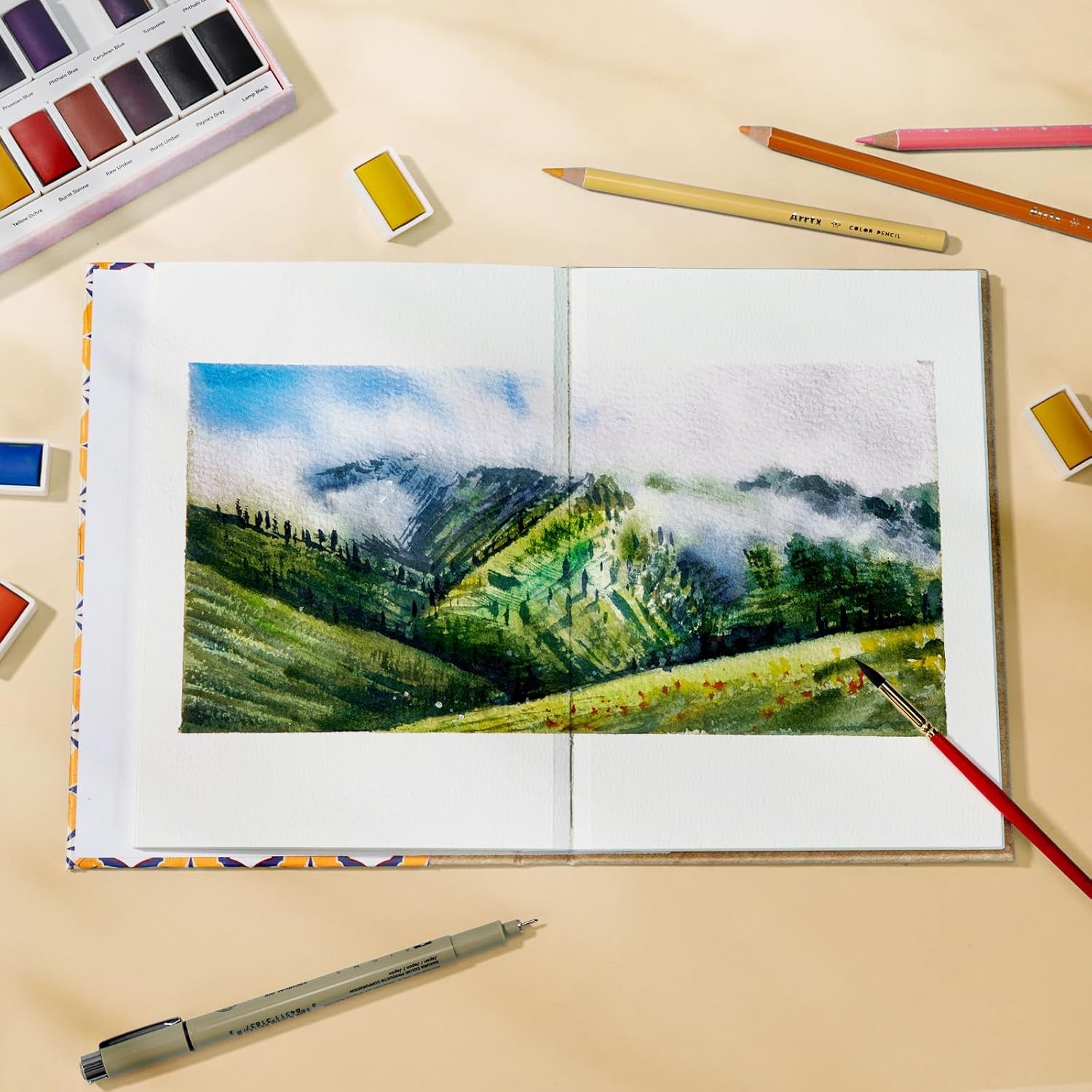 Arrtx Watercolor Sketchbook 8.27x5.98'' 100% Cotton Paper