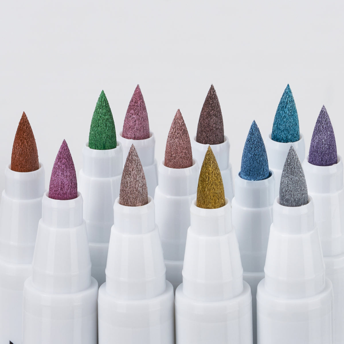 Arrtx 12 Metallic Colors Acrylic Paint Markers Brush Tip Paint Pens