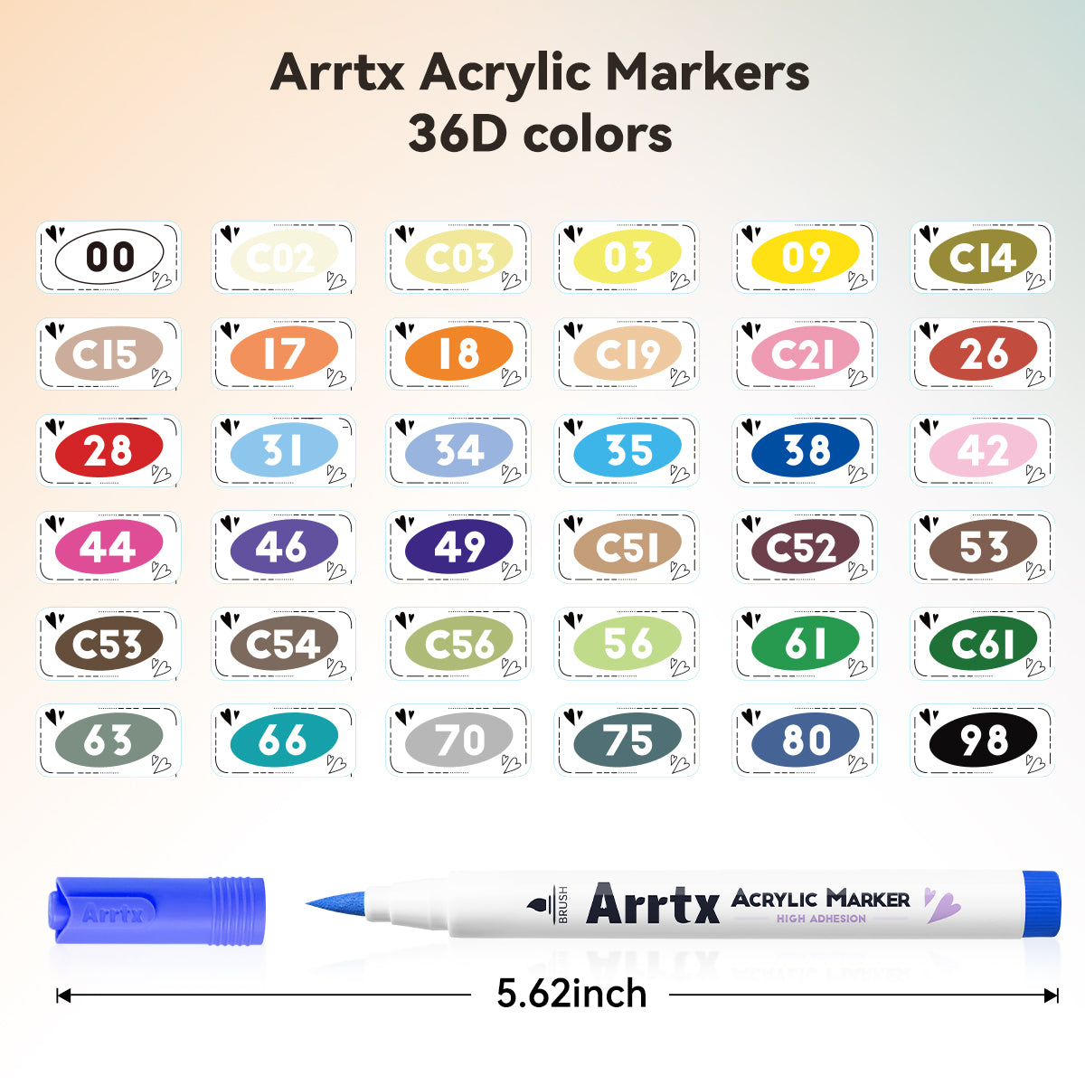 Arrtx 36 Colors Acrylic Paint Markers Brush Tip Paint Pens 36D