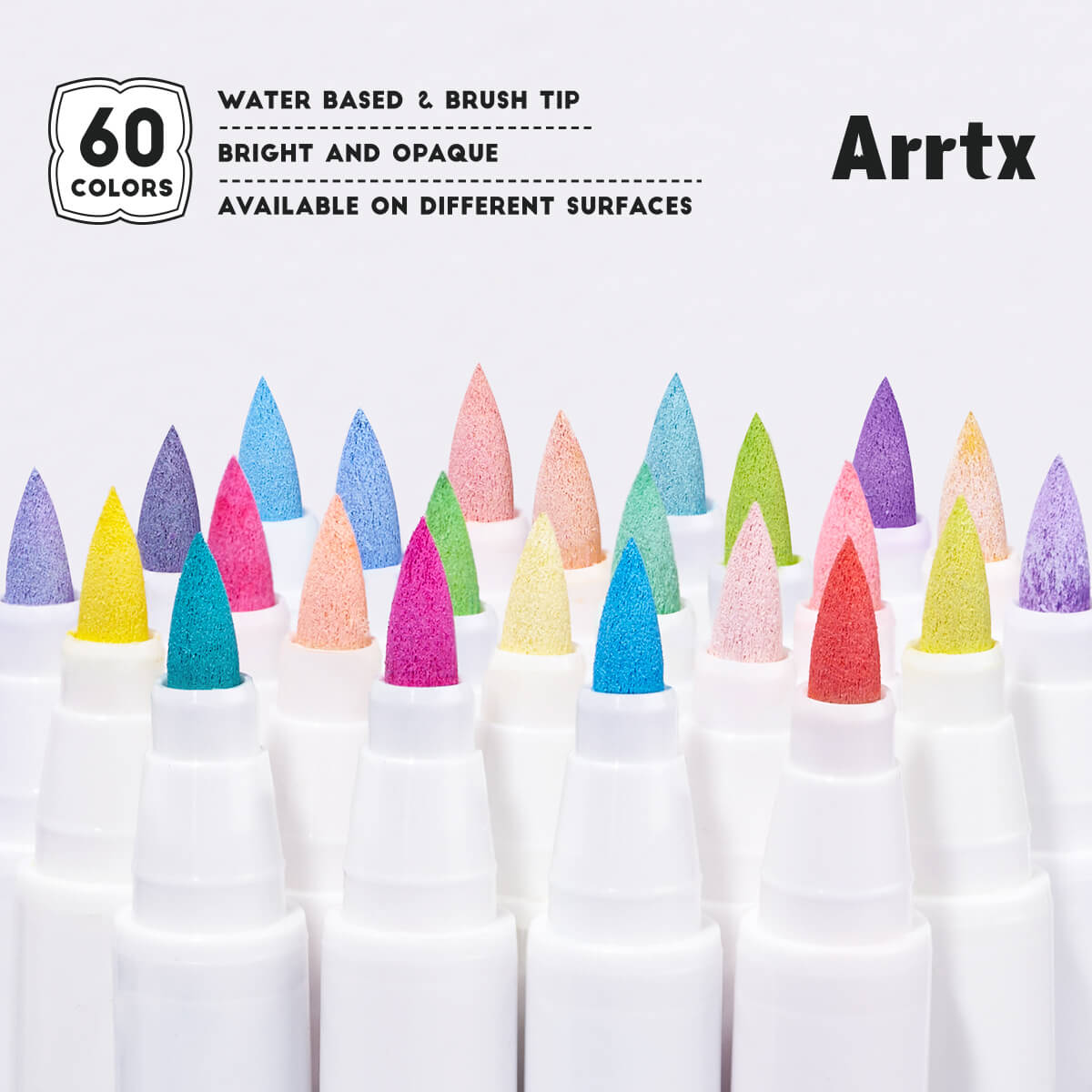 Arrtx 60B Acrylic Paint Markers Anime Colors Brush Tip Art Supplies