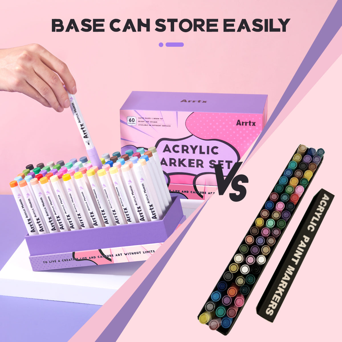 Arrtx 60B Acrylic Paint Markers Anime Colors Brush Tip Art Supplies