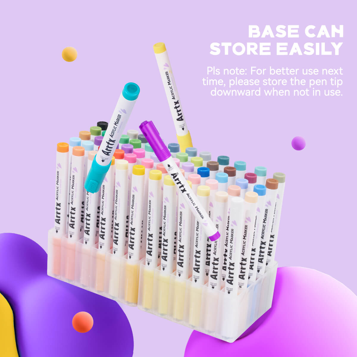 Arrtx 60B Acrylic Paint Markers Anime Colors Brush Tip Art Supplies