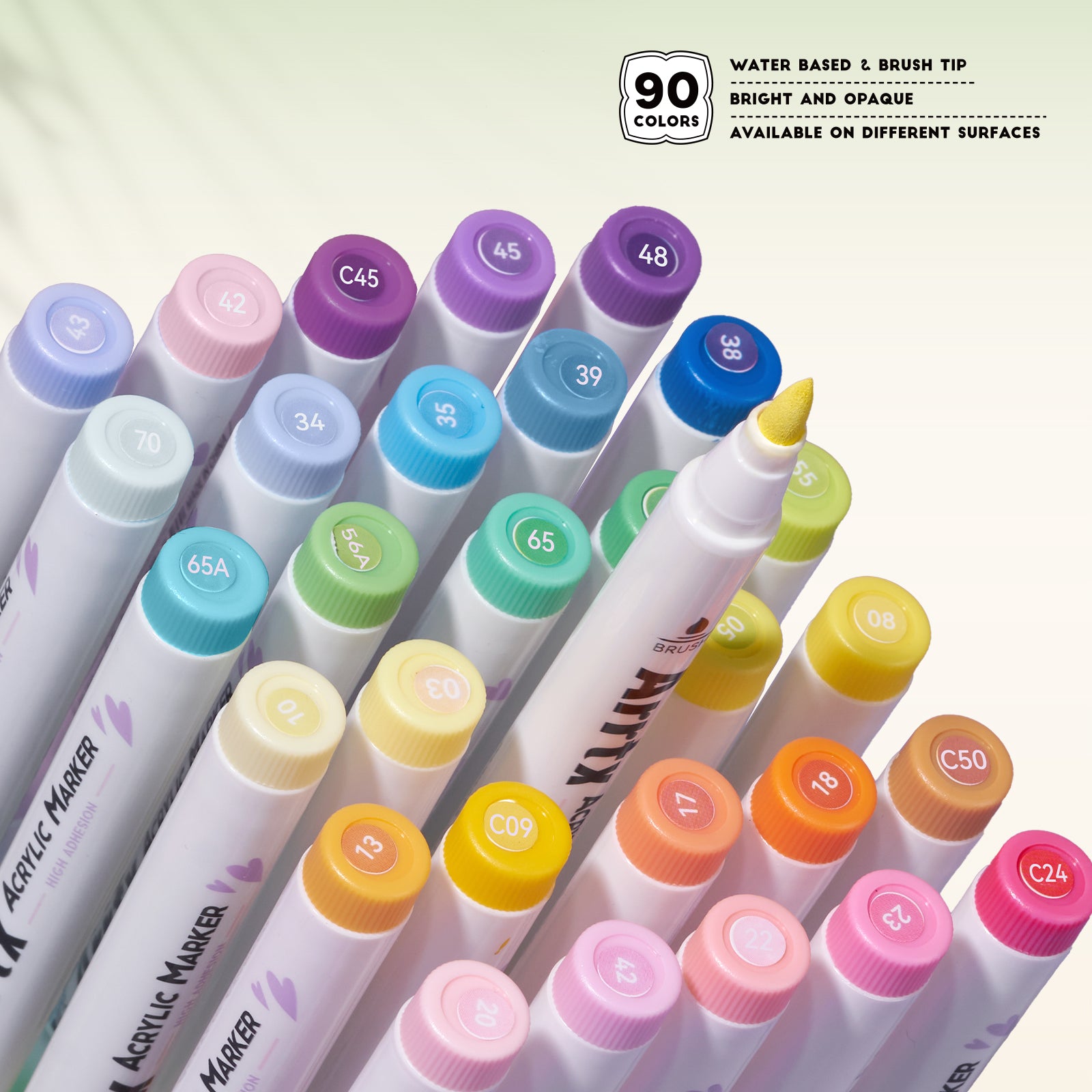 Arrtx 90A Colors Acrylic Marker Pens Paint Brushes