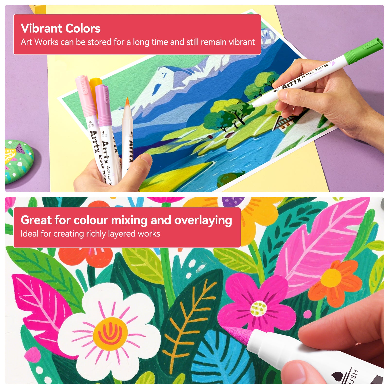 Arrtx 120A Anime Colors Acrylic Markers Brush Tip Paint Markers