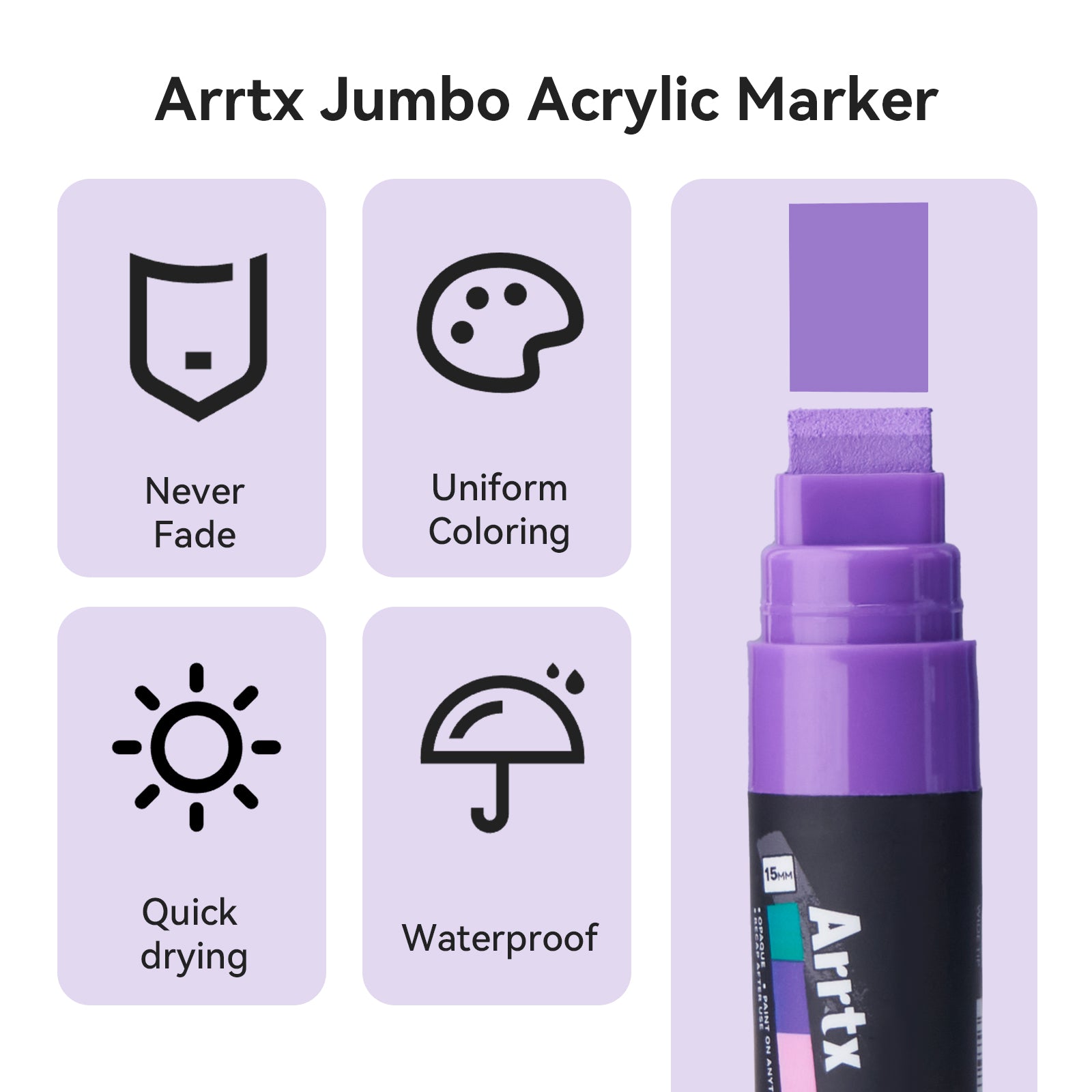 Arrtx 30 Colors Acrylic Markers Jumbo 15mm Tip Paint Markers