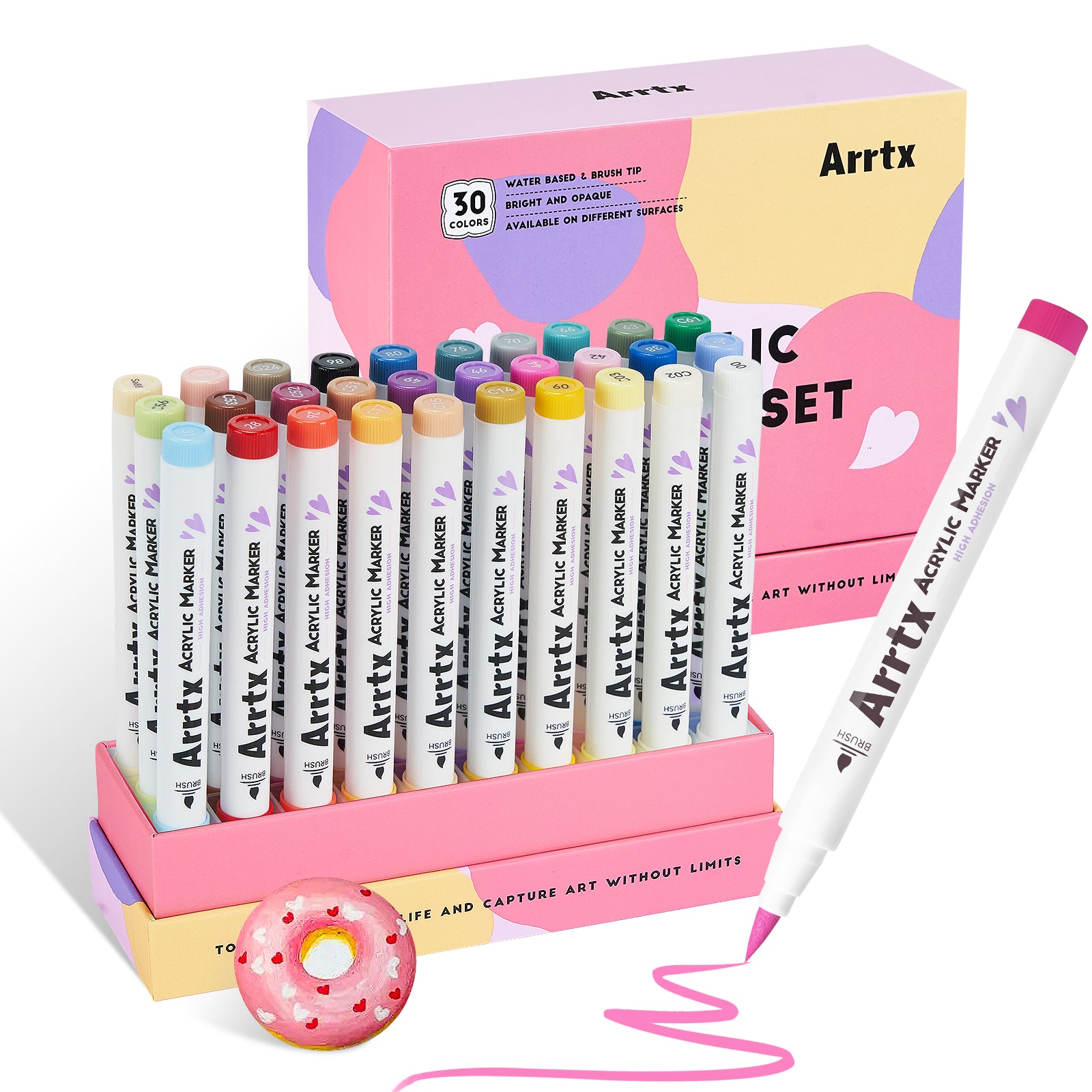 Arrtx 30D Colors Acrylic Markers Paint Markers Brush Tip
