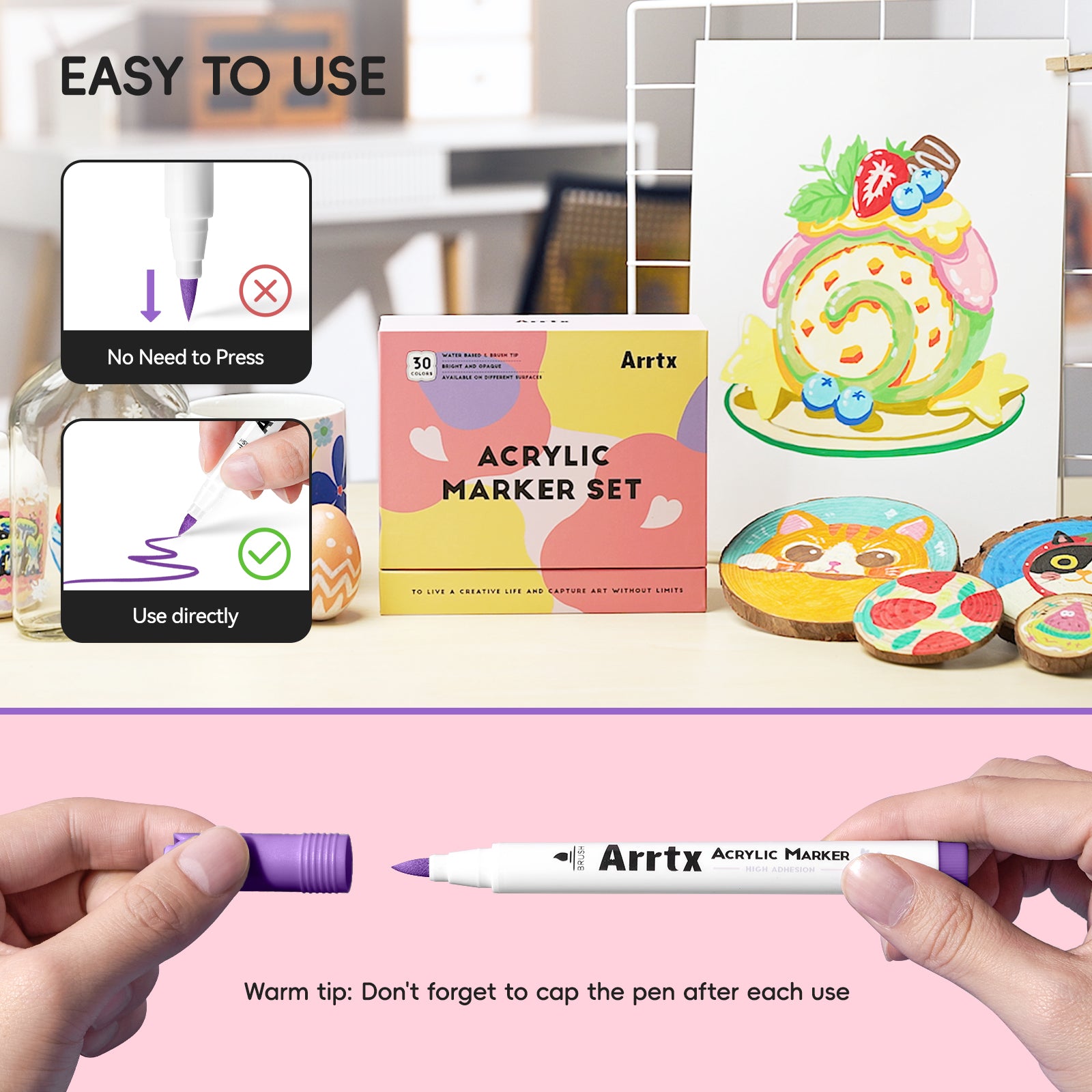 Arrtx 30D Colors Acrylic Markers Paint Markers Brush Tip