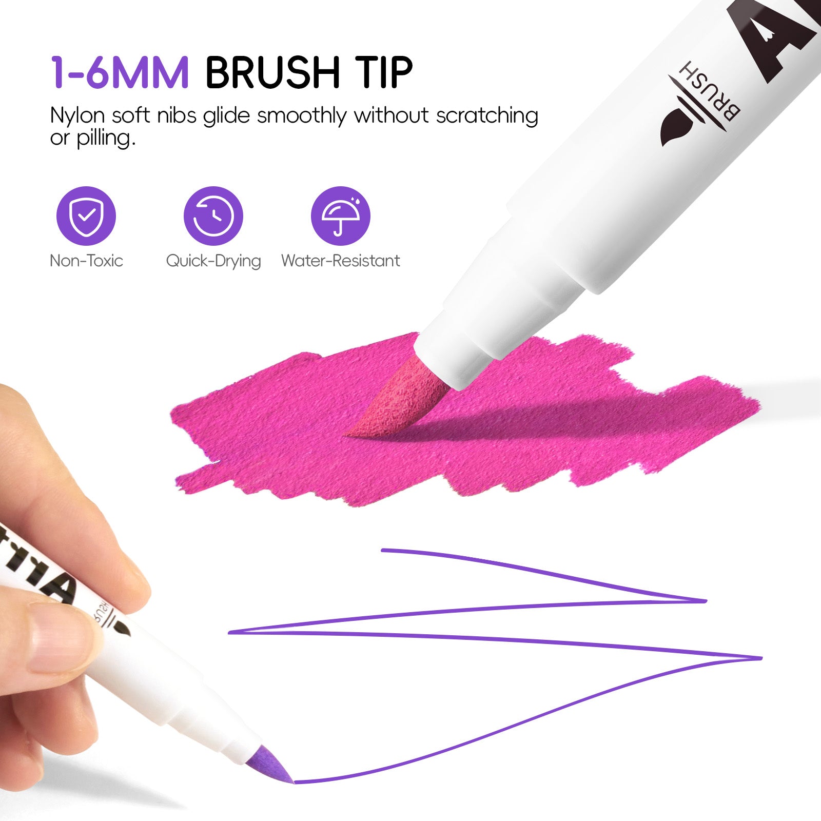 Arrtx 150 Colors Brush Tip Acrylic Paint Markers