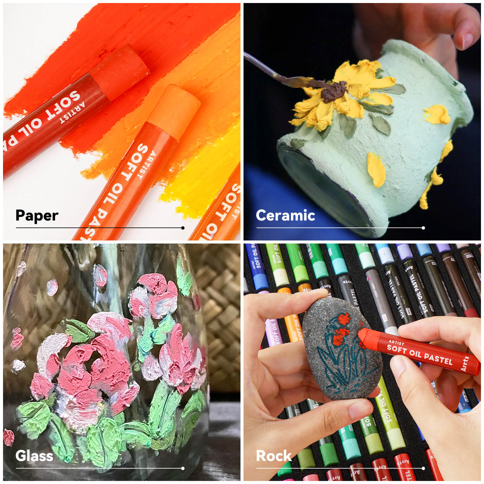 Arrtx 48 Colors Oil Pastels Smooth Drawing Pastel Set