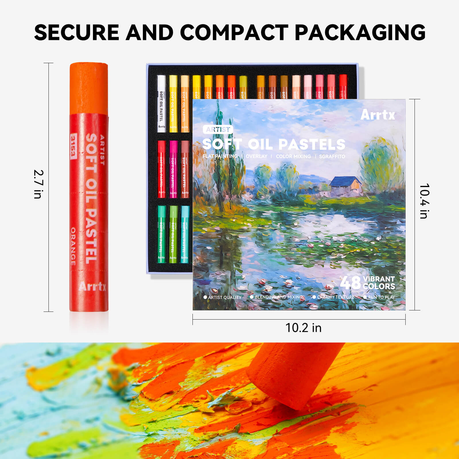 Arrtx 48 Colors Oil Pastels Smooth Drawing Pastel Set