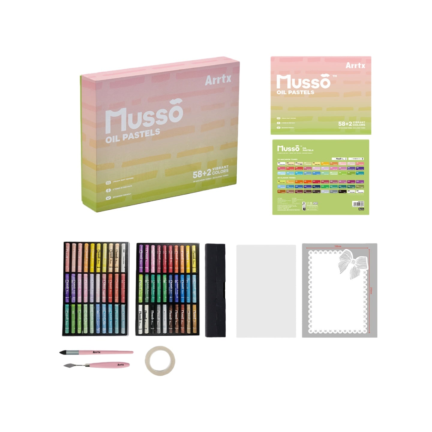 Arrtx 60 Colors Musso Oil Pastels Smooth Drawing Pastel Set