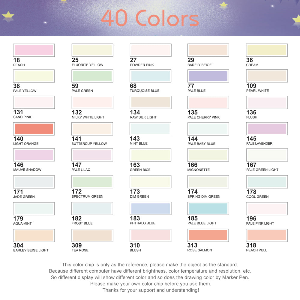 Arrtx ALP 40 Alcohol Markers Pastel Colors Paint Markers Dual Tip