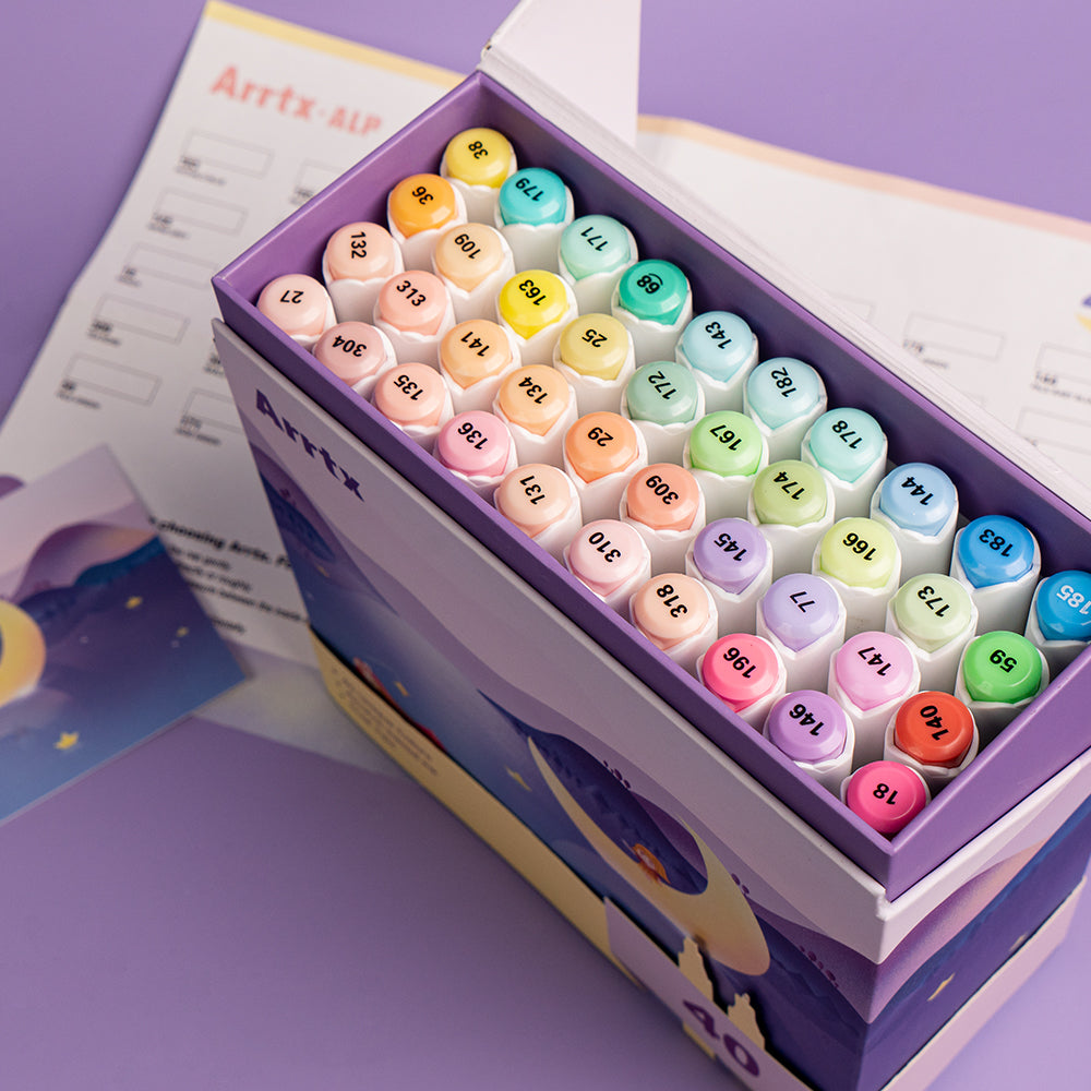 Arrtx ALP 40 Alcohol Markers Pastel Colors Paint Markers Dual Tip
