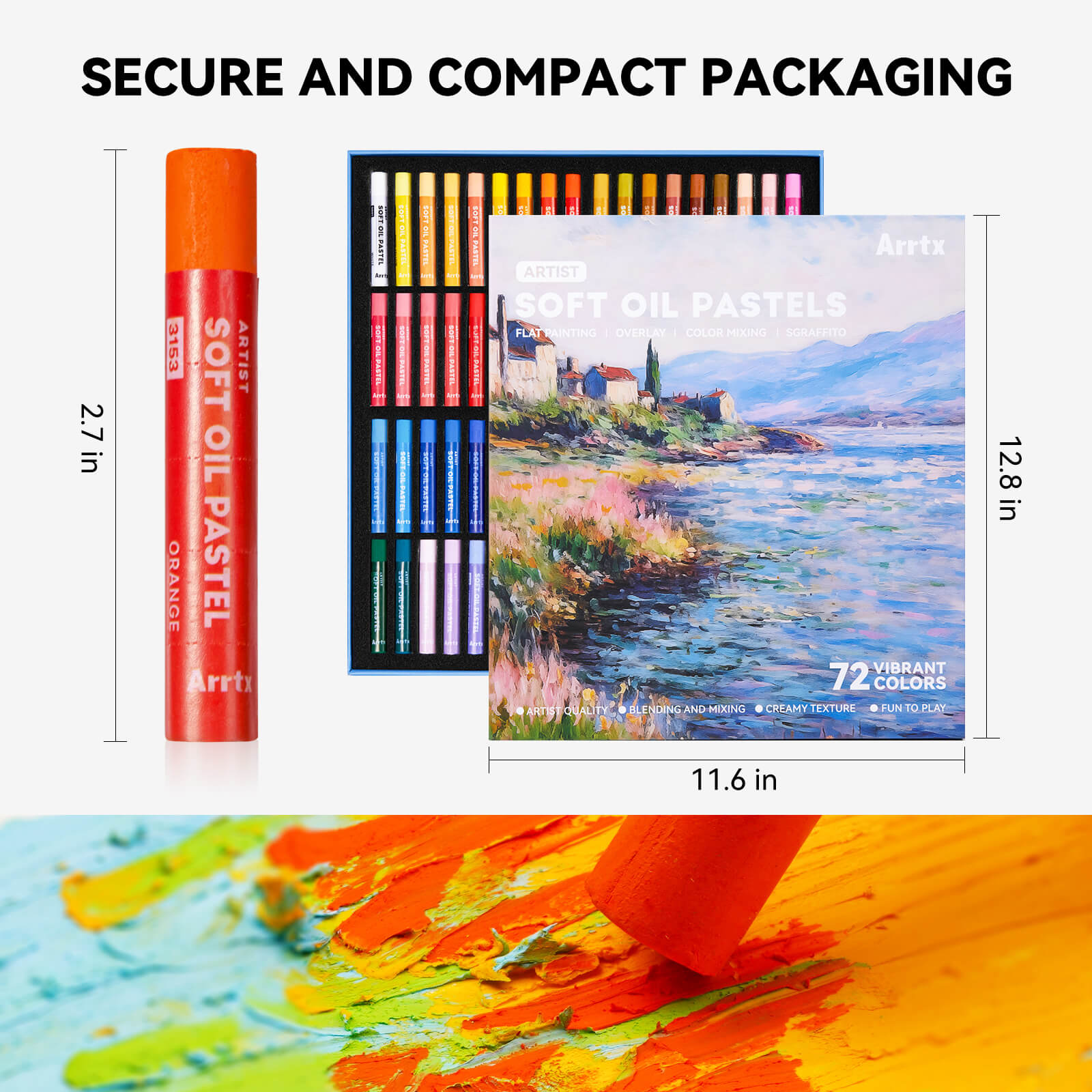 Arrtx 72 Colors Oil Pastels Smooth Drawing Pastel Set
