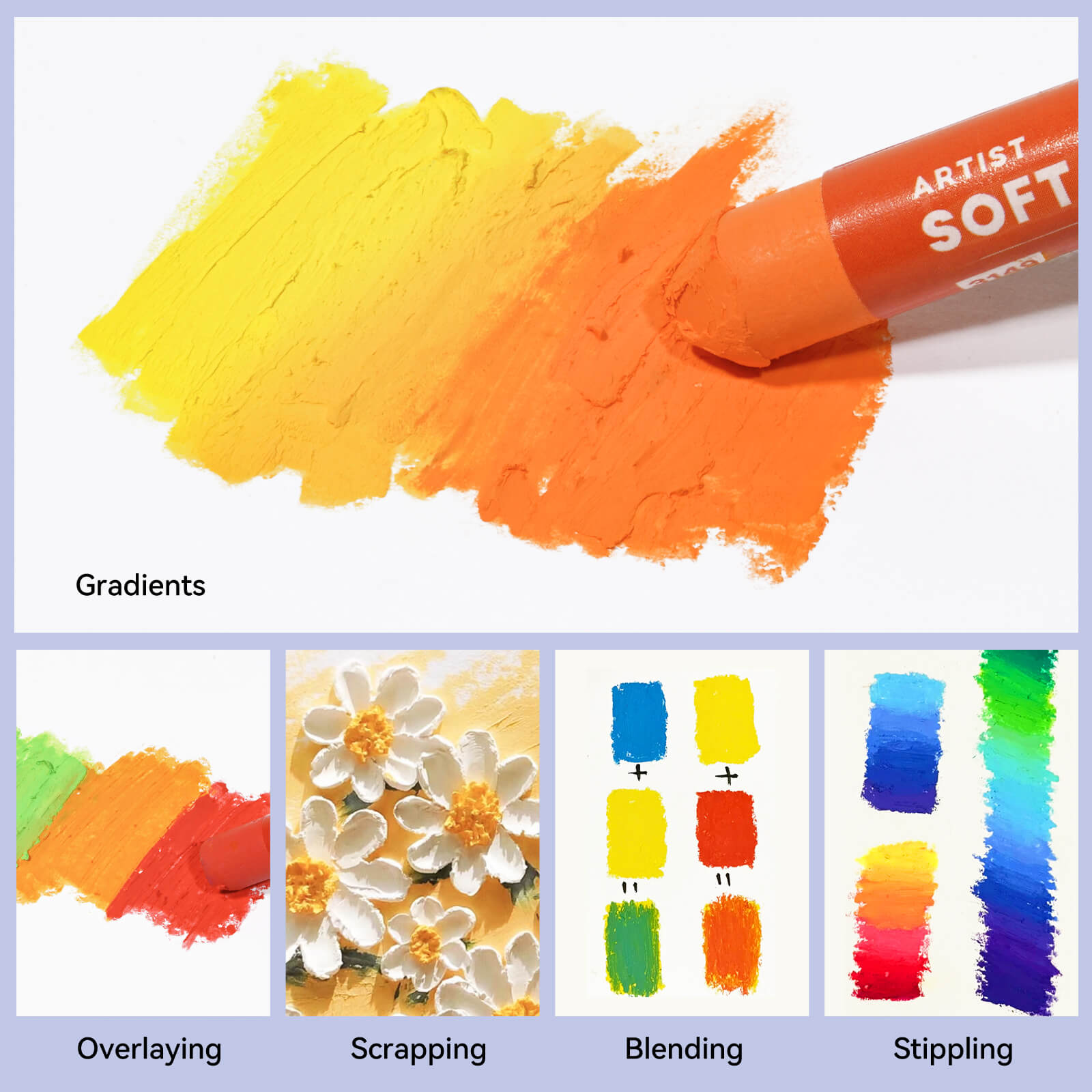 Arrtx 72 Colors Oil Pastels Smooth Drawing Pastel Set