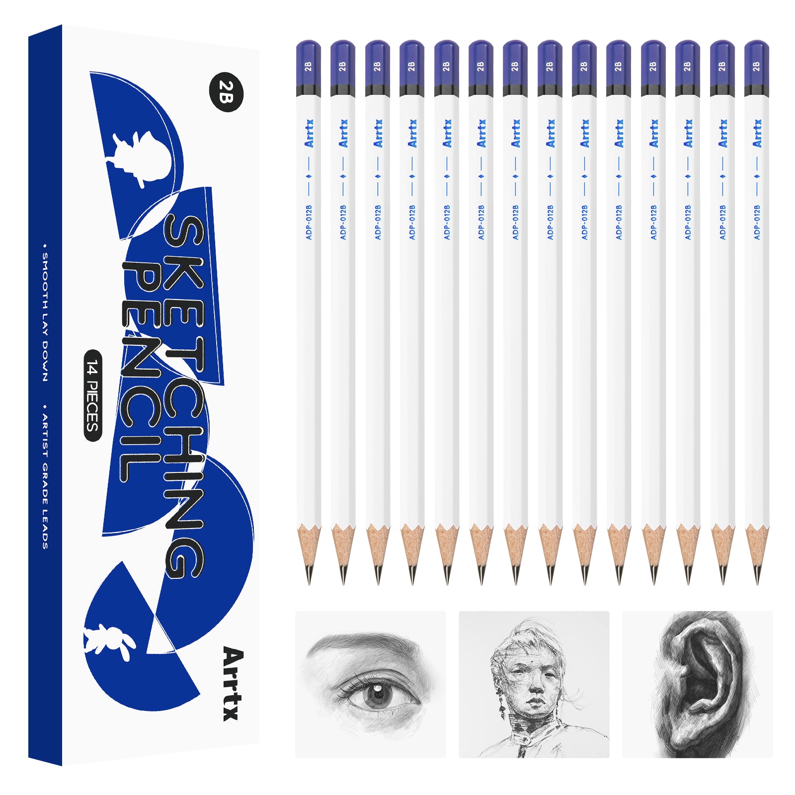 Arrtx Sketch Pencils 14 Pack 2B Drawing Pencils Set