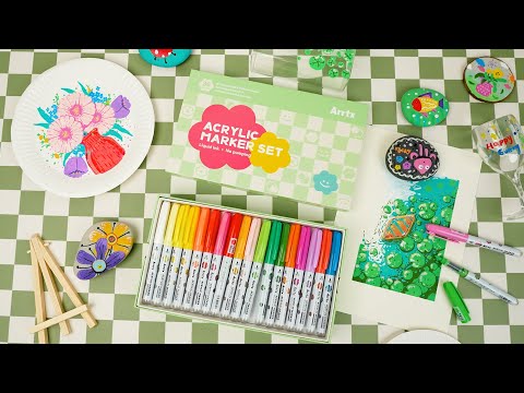 Arrtx 36 Colors Acrylic Paint Markers Brush Tip Direct Liquid Ink