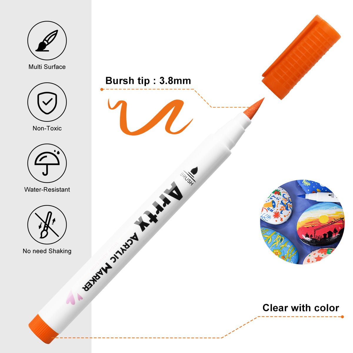 Arrtx 30B Colors Acrylic Paint Markers Paint Brushes