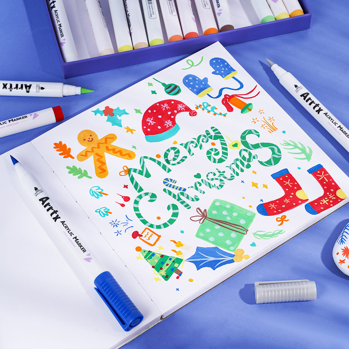 Arrtx 30B Colors Acrylic Paint Markers Paint Brushes