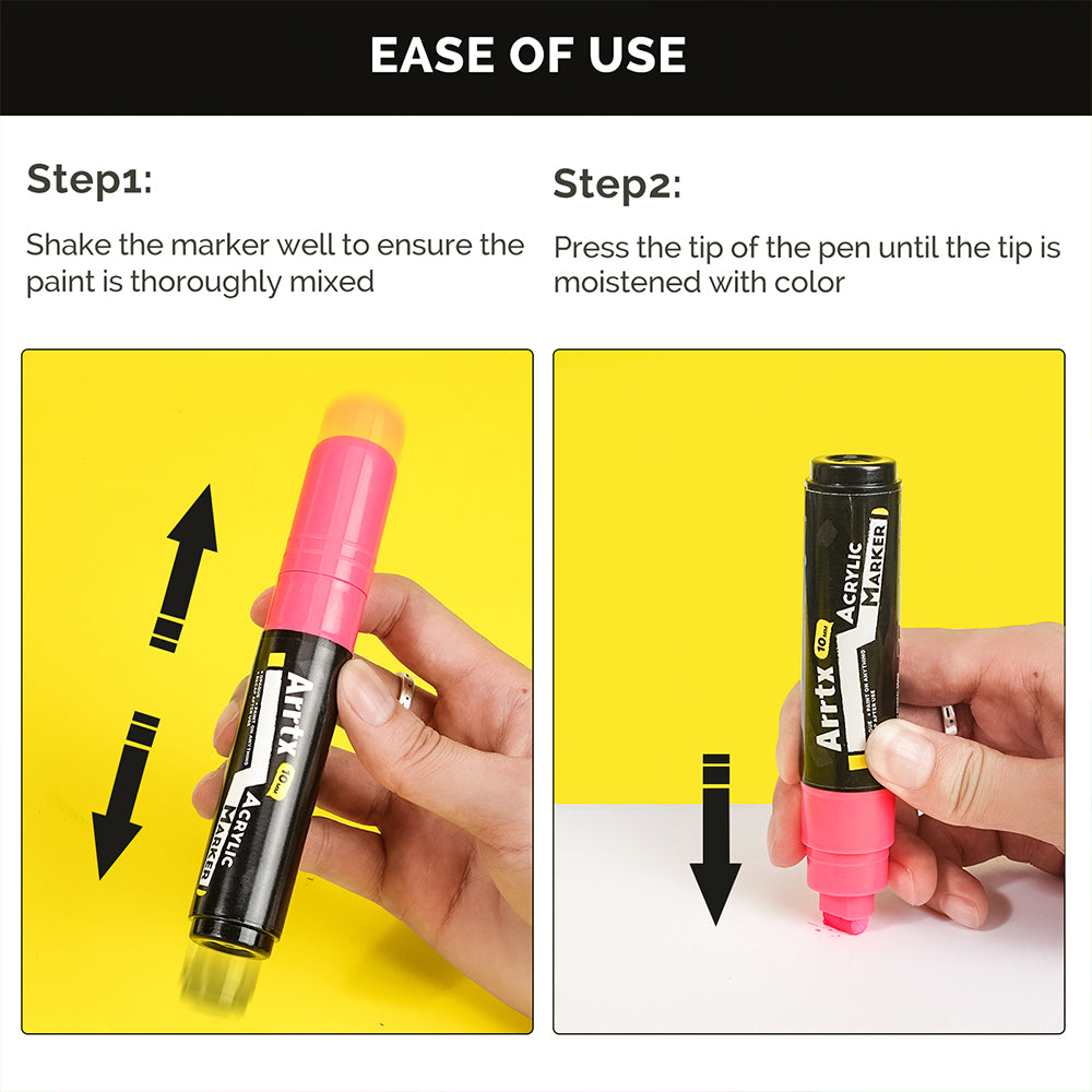 Arrtx 12 Colors Jumbo Acrylic Markers (10mm Broad Tips)