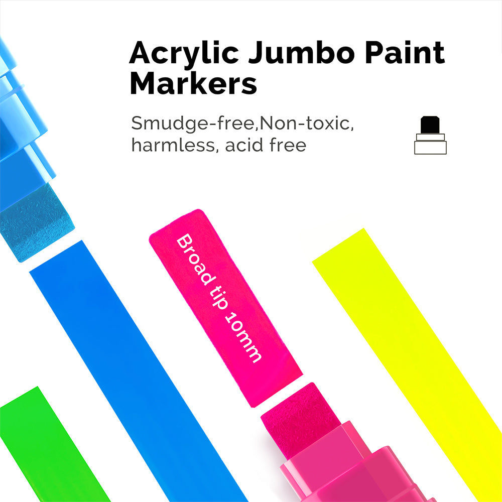 Arrtx 12 Colors Jumbo Acrylic Markers (10mm Broad Tips)