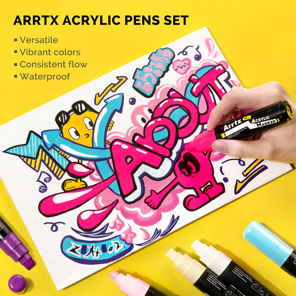 Arrtx 12 Colors Jumbo Acrylic Markers (10mm Broad Tips)