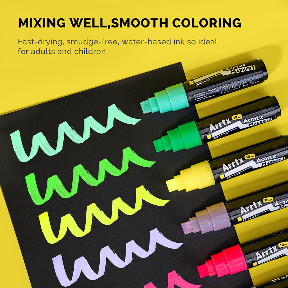 Arrtx 12 Colors Jumbo Acrylic Markers (10mm Broad Tips)