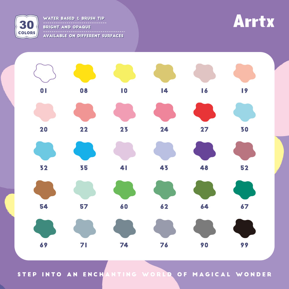 Arrtx 30A Colors Acrylic Markers Paint Pens Brush Tip