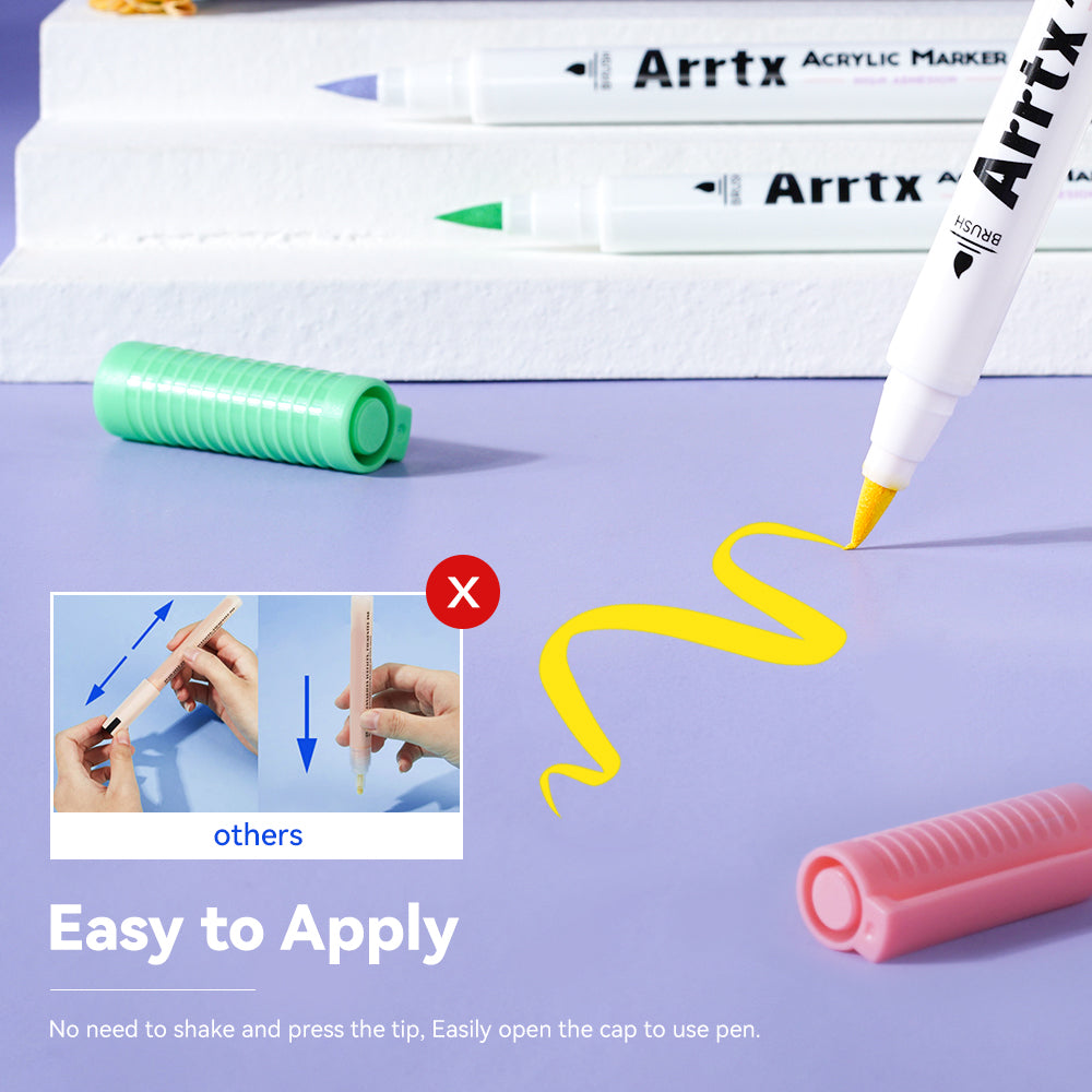 Arrtx 30A Colors Acrylic Markers Paint Pens Brush Tip